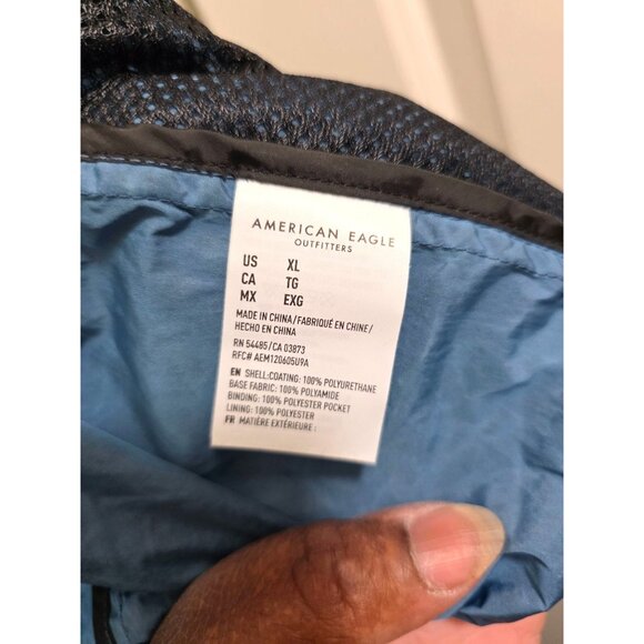 American Eagle Men's Blue Lightweight Hooded Windbreaker Jacket XL - Picture 5 of 8